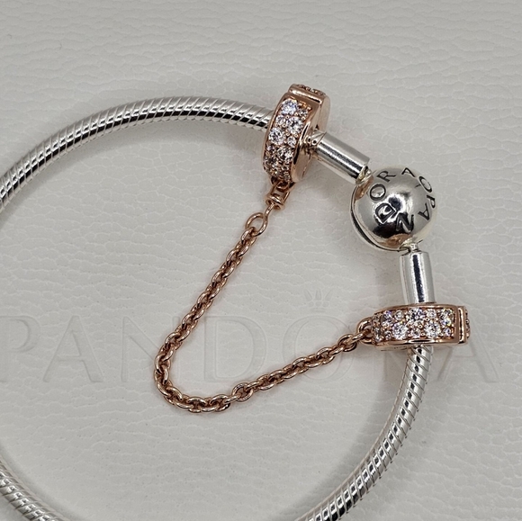 🛡 Authentic Pandora ROSE SAFETY CHAIN - Picture 3 of 9